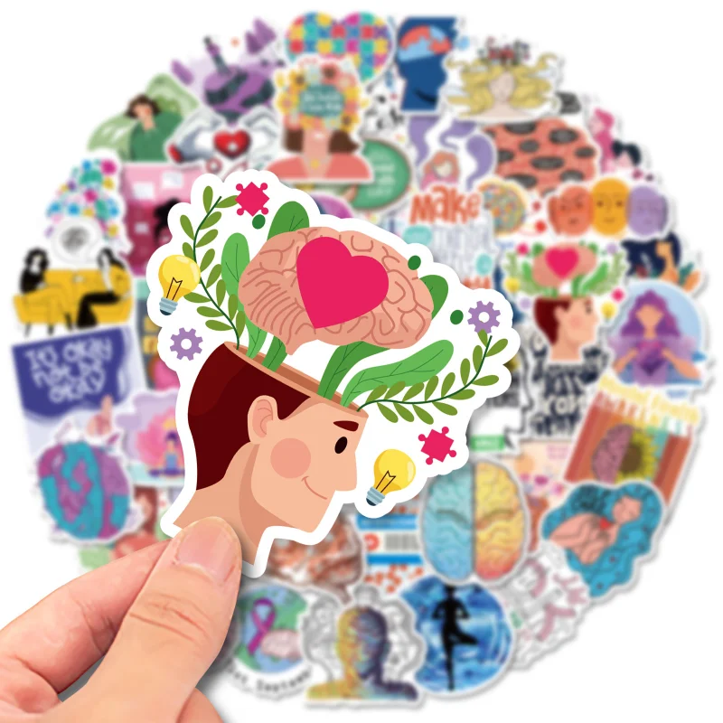 10/25/50pcs Mental Health Graffiti Stickers Cartoon for Adult Youth School Laptop Phone Water Bottle Notebook Scrapbook