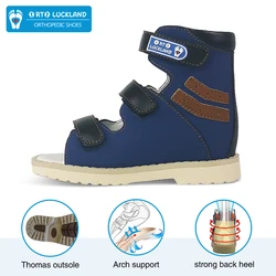 Baby Boys Summer Sandals Kids Orthopedic Shoes Leather Open Toe High Ankle Flat Foot For Children With Arch Support