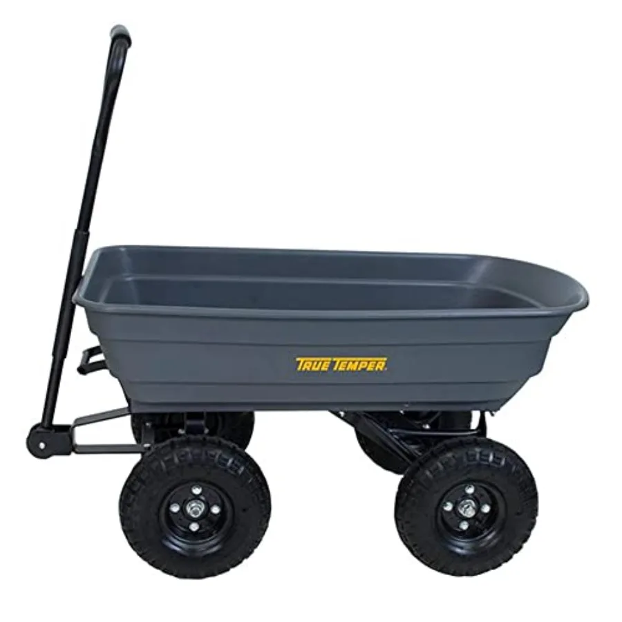 

Poly Garden Cart Wagon Easy Dump Design 4 Cu. Ft. Capacity 10 in. Pneumatic Tires for Lawn Utility Yard Farm