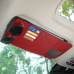 Car Sun Visor Glasses Clip Car Suede Storage Bag Sunshade Cover Ticket Pen Card Holder Drivers License Document car Accessories
