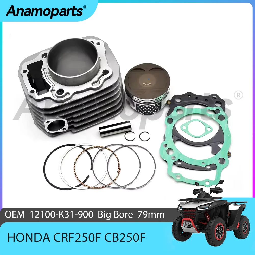 Motor Accessories 250cc Cylinder Rebuild Overhaul Kit  Fit For 16-24 Honda CB 250 Twister  Abs CRF250F Bore 79MM 12100-K31-900