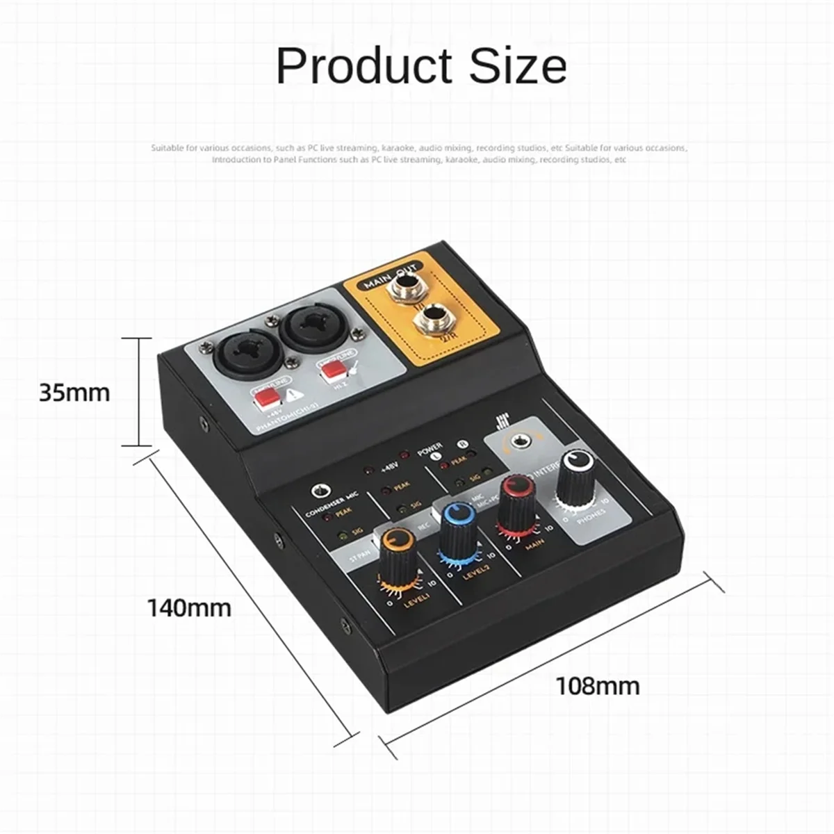 양방향 녹음 믹서 USB 컴퓨터 외부 사운드 카드, 라이브 노래방 DJ 믹서, 오디오 스테이지, 소형 믹싱