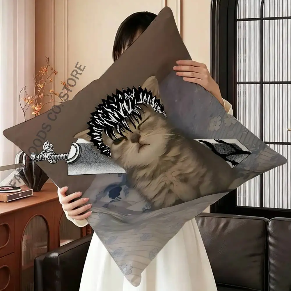 B-Berserk Japanese Anime Cushion For Bedroom Car Coffee Shop Room and Living Room Sofa Decorative Pillow Cover Case