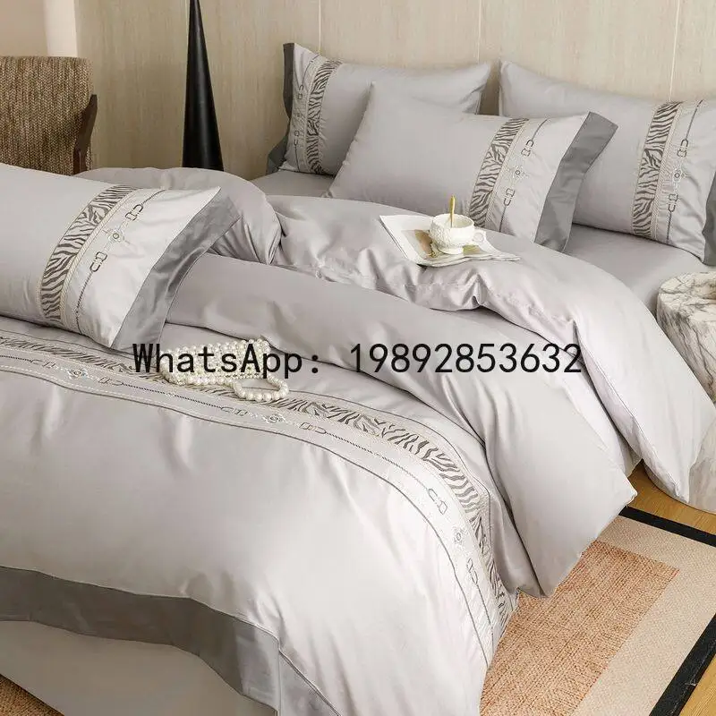 

PYJ light luxury high sense four-piece set embroidered cotton quilt cover bed sheet bedding