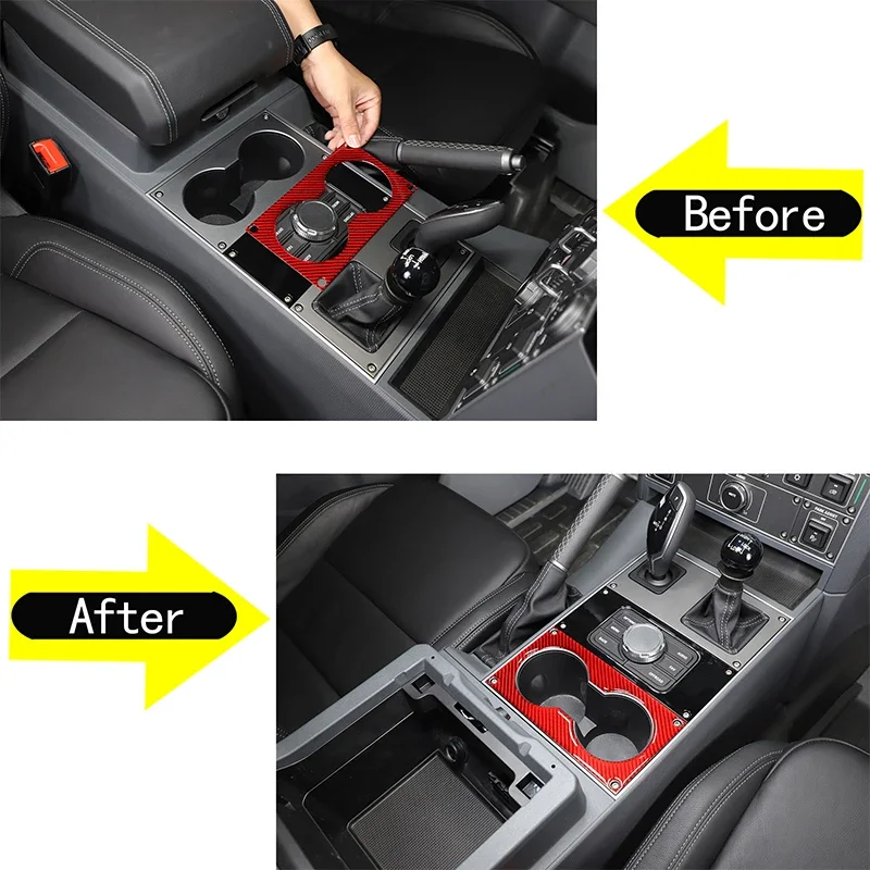 For Ineos Grenadier 2020-2024 Soft Carbon Fiber Car Styling Car Center Control Water Cup Holder Panel Sticker Car Accessories