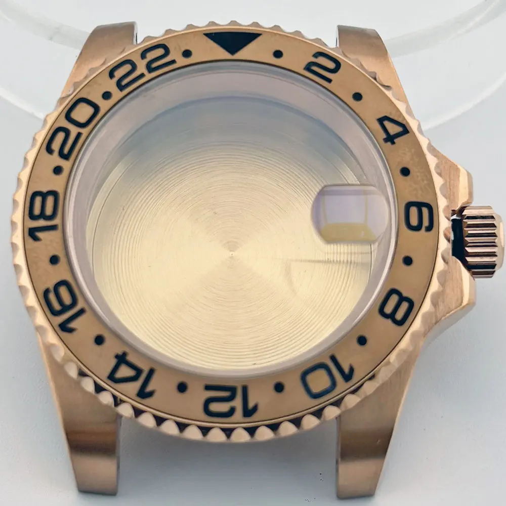 

Can be used for NH34, NH35, NH36 automatic mechanical movement GMT dual turn rose gold 316L stainless steel watch case sapphire