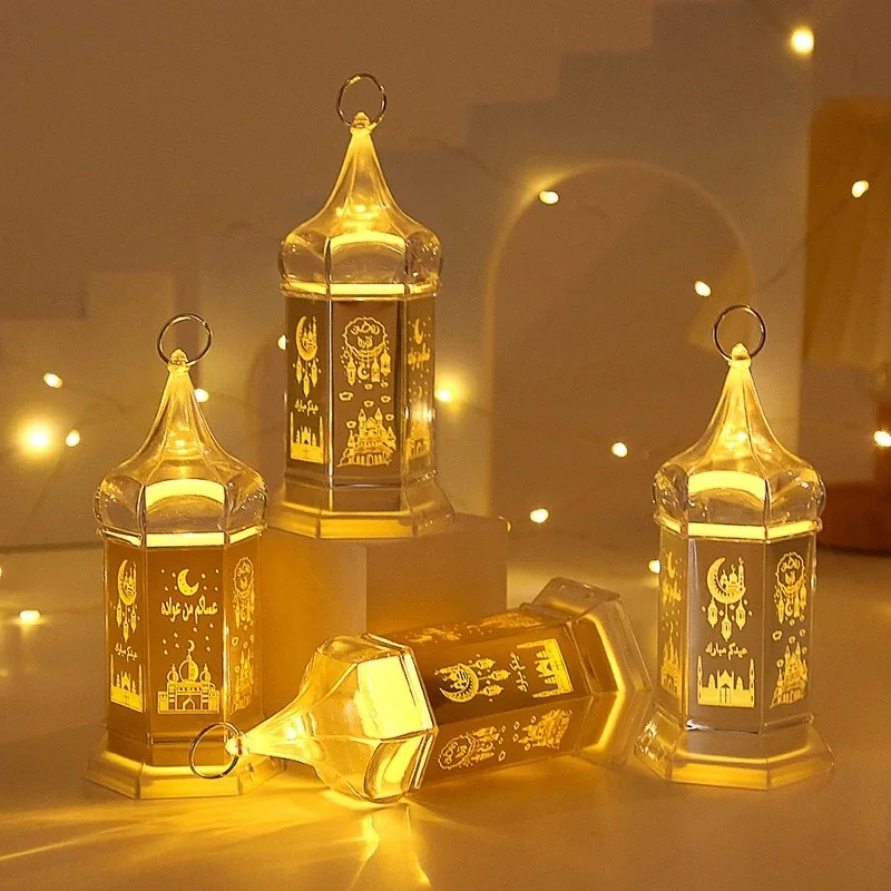 

Ramadan Lamp 2024 Eid Mubarak Night Light Easter Muslim Desktop Ornament Hanging Lantern Creative Home Decor Party Supplies