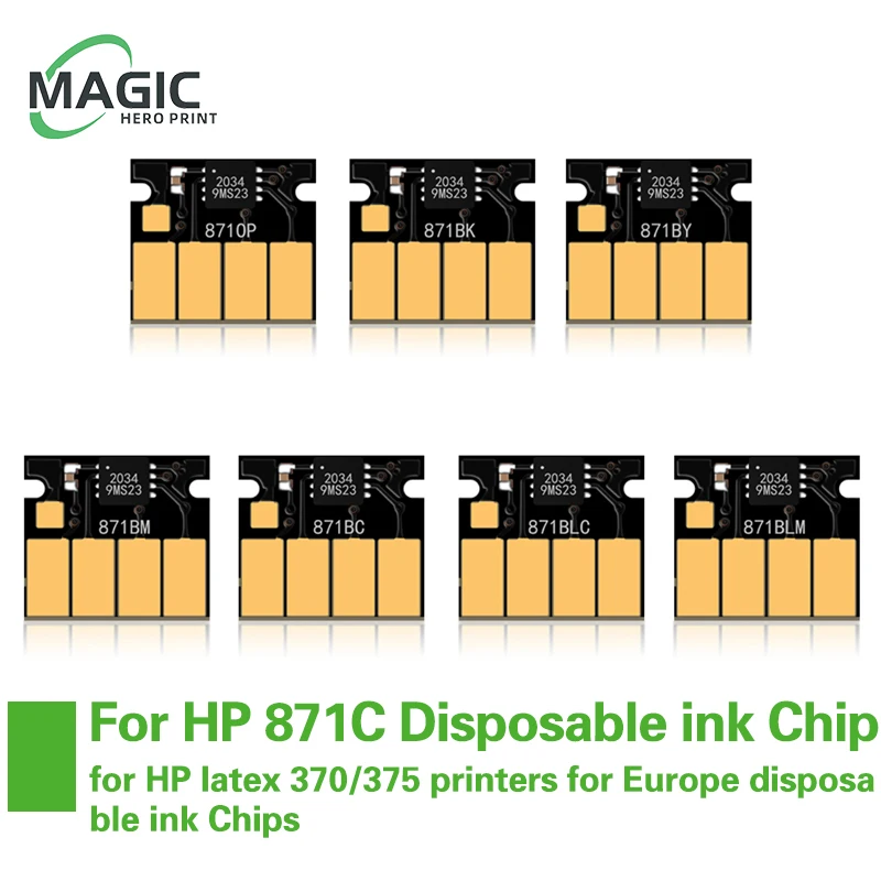 

Картридж для принтеров HP 871C Magic Hero, совместимый с чернилами, одноразовые чернильные чипы для принтеров HP latex 370/375, европейская версия