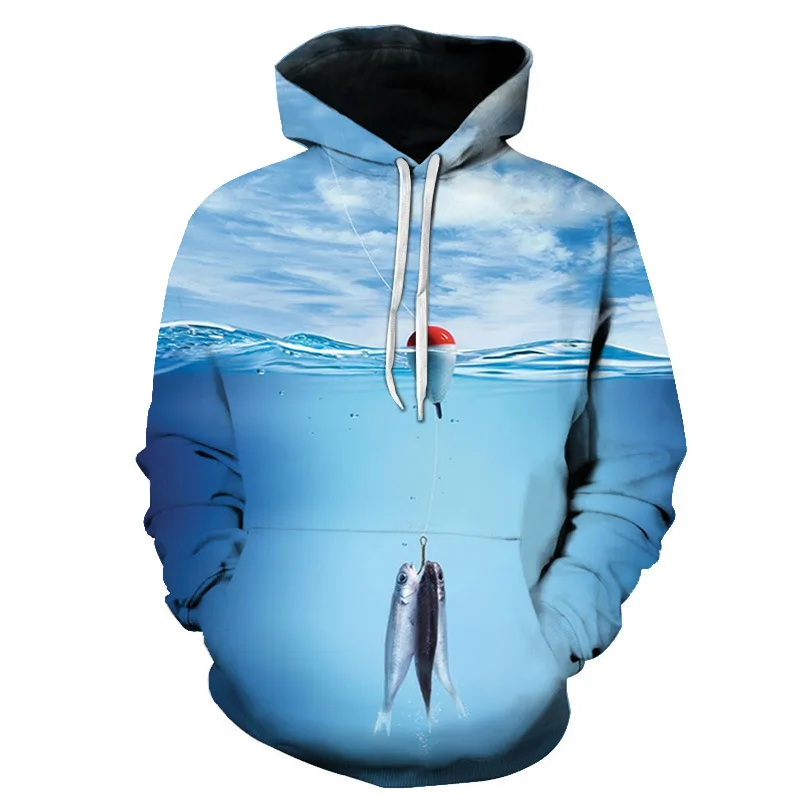 Fashion Fishing 3D Print Hoodie Men Women Streetwear Hip Hop Hoodies Oversized Pullover Hooded Sweatshirts Kids Tops Clothing