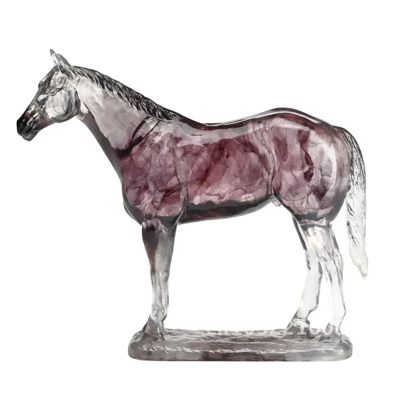 

Horses Horse Sculpture Crystal Resin Nordic Statue Figurine Office Home Interior Art Crafts Decoration Desktop Animal Ornament