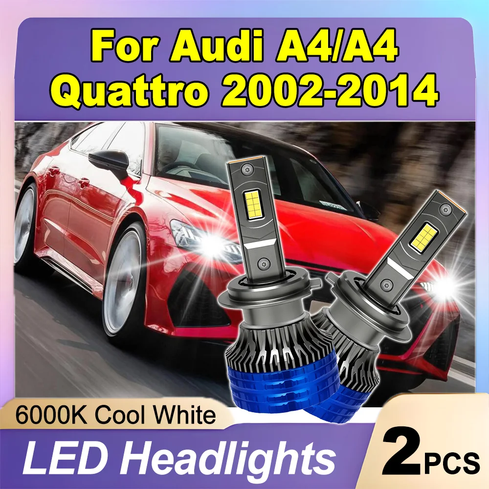 

2PCS 150W 20000LM LED Headlights Headlamps 6000K Bulbs With double Copper tube turbo fan 12V For Audi A4 / A4 Quattro 2002-2014