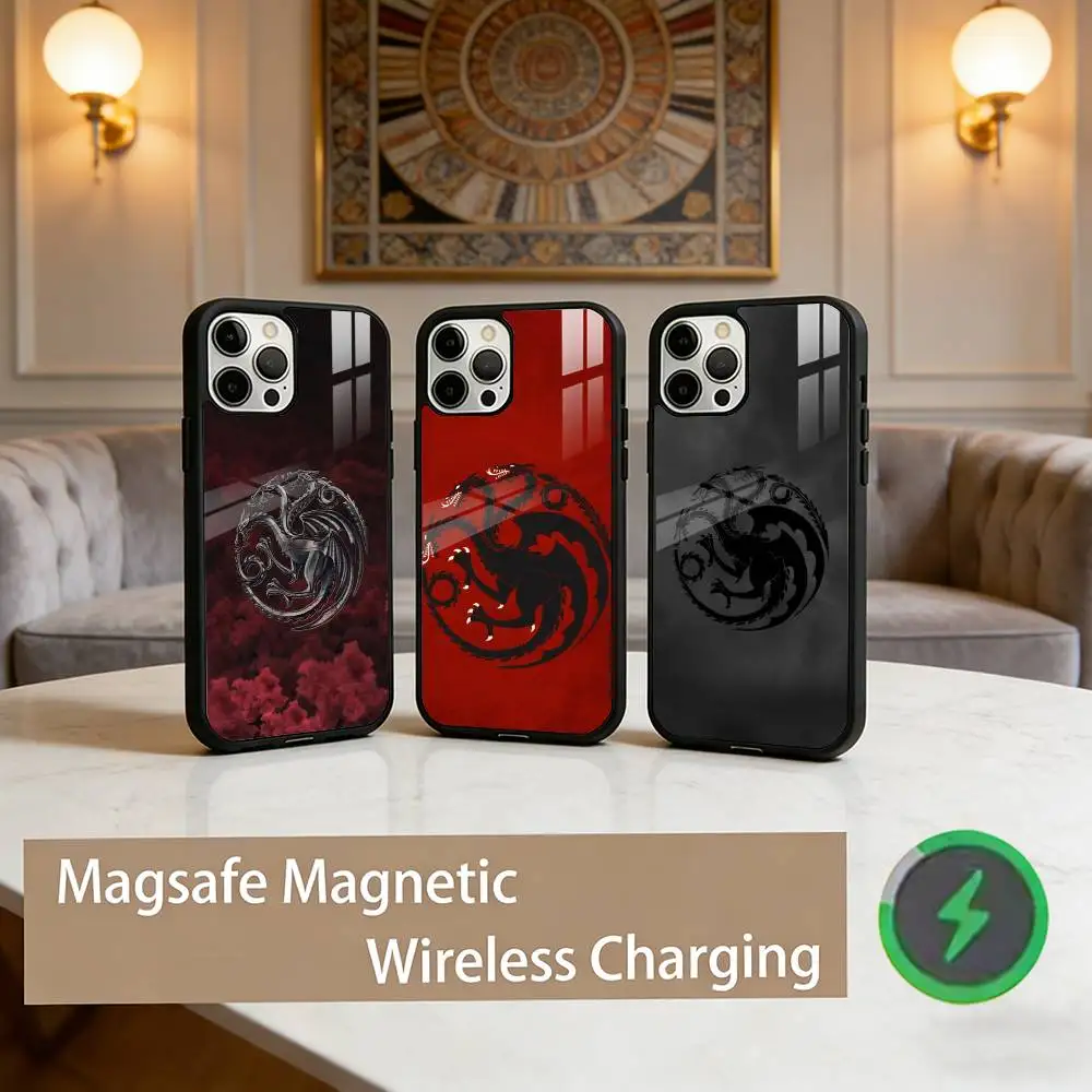 

T-Targaryan Dracary Logo Phone Case For iPhone17,16,15,14,13,12,11 Plus,Pro Max Magnetic For Magsafe Wireless Charging