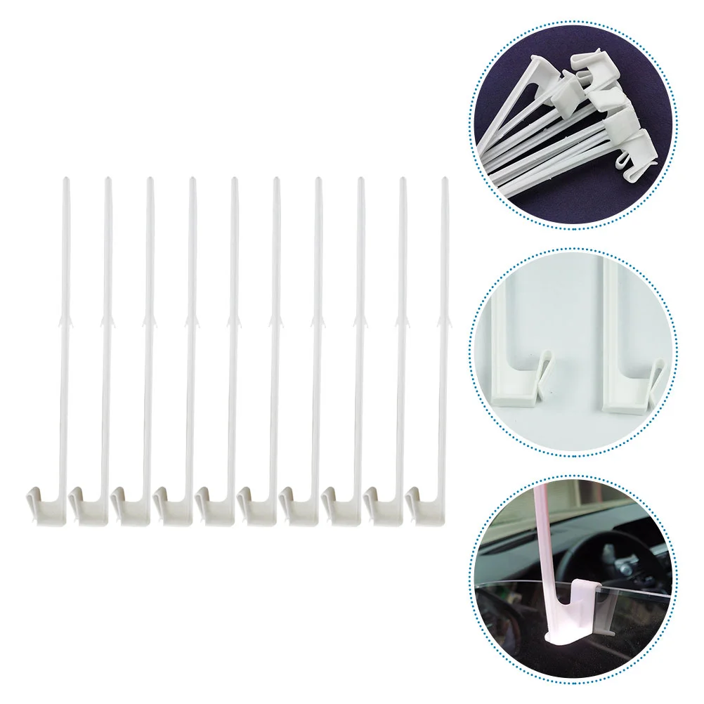 10 Pcs Cars Small Flag Flagpole Plastic Metal Fragments for Holder Vehicle Rack White Window Frames