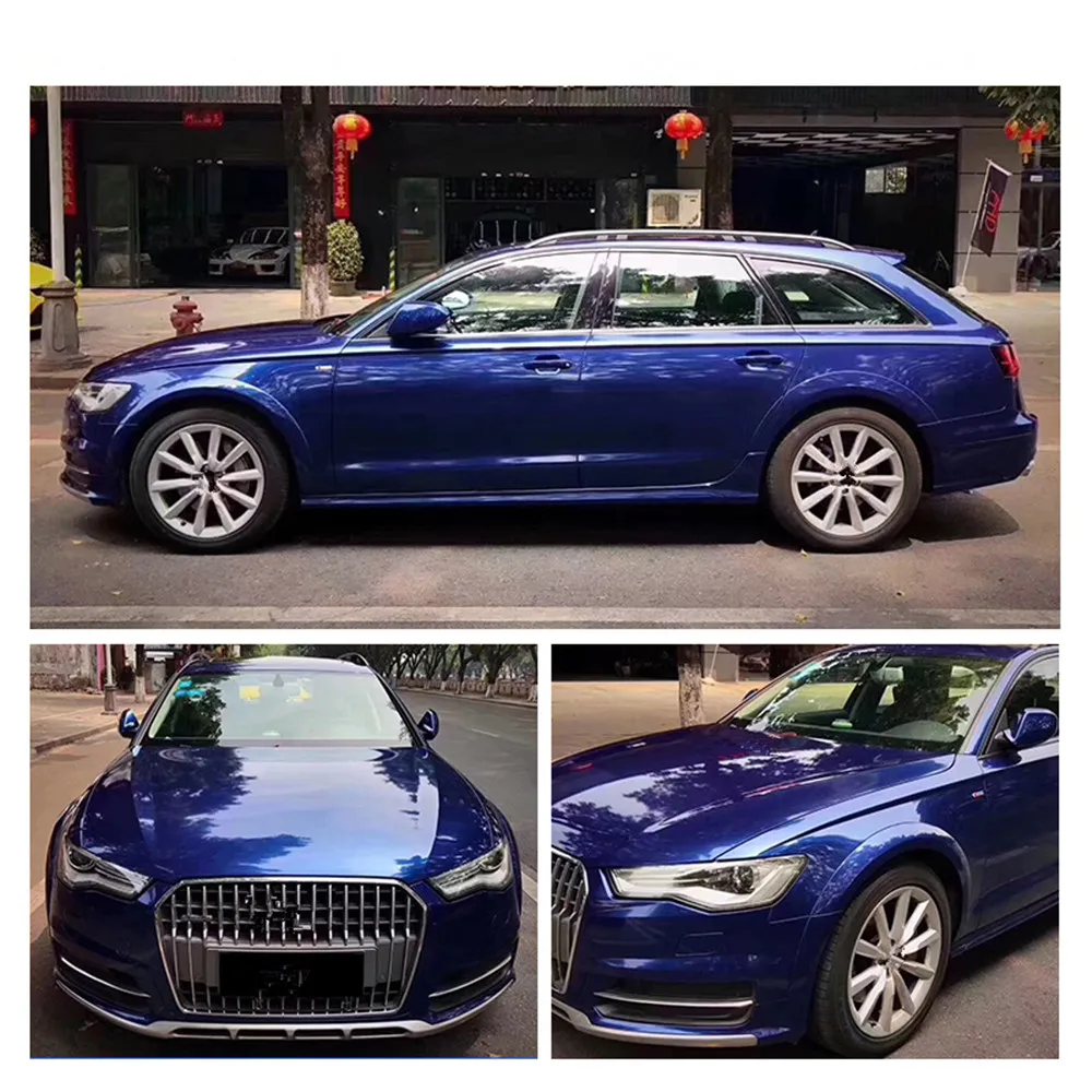 Pellicola protettiva adesiva per auto in vinile metallizzato lucido blu galassia con pellicola protettiva per auto con bolle libere