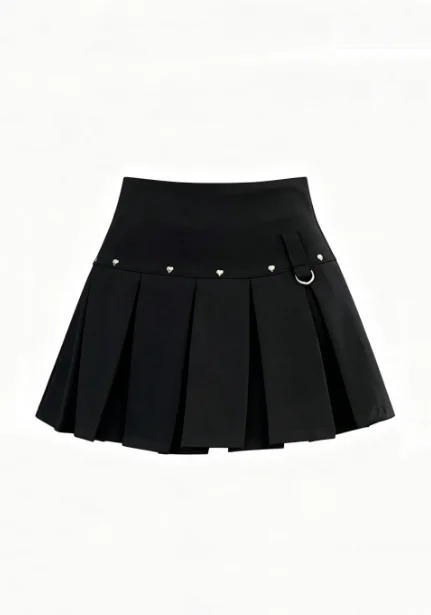 Women's Black Gothic Pleated Skirt Y2K Gyaru Vintage Mini Skirts Preppy Style High Waist A-Line JK Mini Skirt for Women Summer