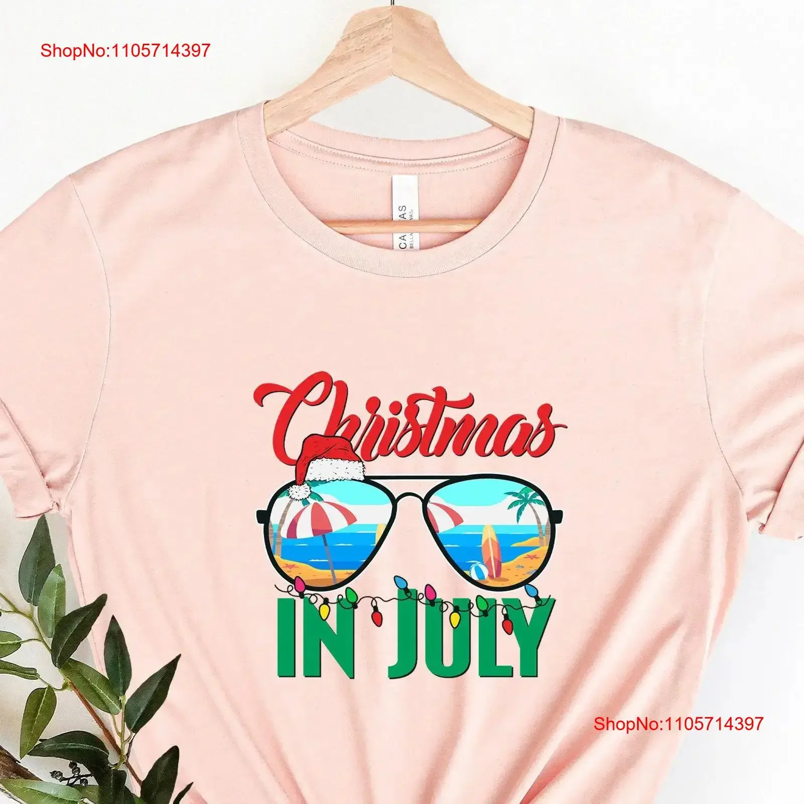 Christmas In July T Shirt Summer Santa Claus Funny Beach Vacation Holiday Xmas Mid of Year vintage Washed Breathable