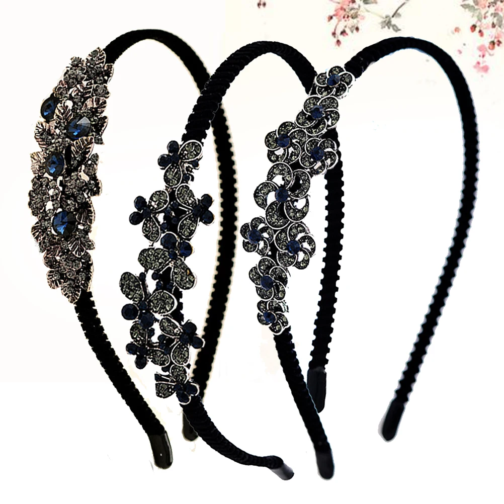 

3Pcs Ink Orchid Flower Headband Elegant Hair Hoop Durable for Women Party Engagement Fashion Hair Accessory Headband
