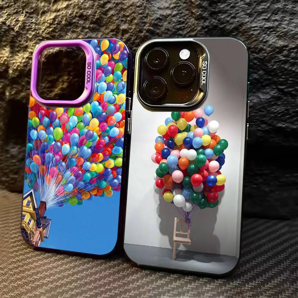 เคสโทรศัพท์ลายลูกโป่งหลากสี สำหรับ iPhone 17,16,15,14,13,12,11,Pro Max,Plus สีดำ แคนดี้ ซิลเวอร์