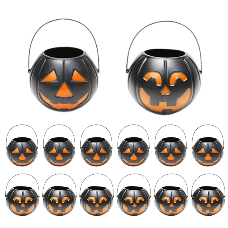 1/6pcs Halloween Candy Bucket Mini Pumpkin Bucket Kids Trick Or Treat Toy Portable Candy Jar Home Decor Halloween Party Decor