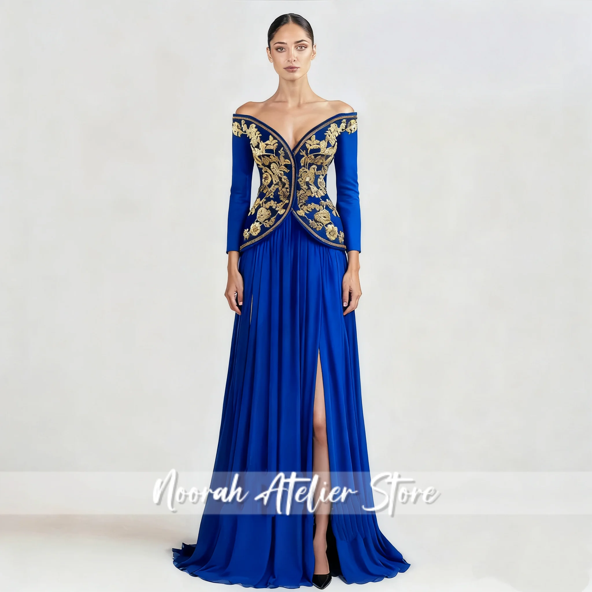 New Off the Shoulder Evening Dress for Women Lace Appliques Kuwait Dubai Party Gown Vestidos De Noche Customized