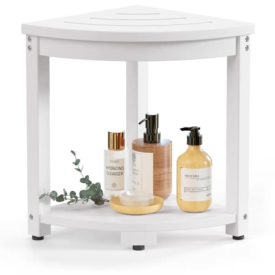 

Corner Shower Stool for Inside Shower, Poly Lumber Shower Bench Seat Chair, Bath Shower Stool for Shaving Legs Foot Rest with S