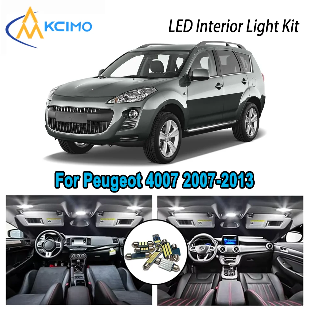 

High-Quality LED Interior Kit for Peugeot 4007 2007-2013 2008 2009 2010 2011 Premium Error-Free Dome Map Trunk Automotive Lamps