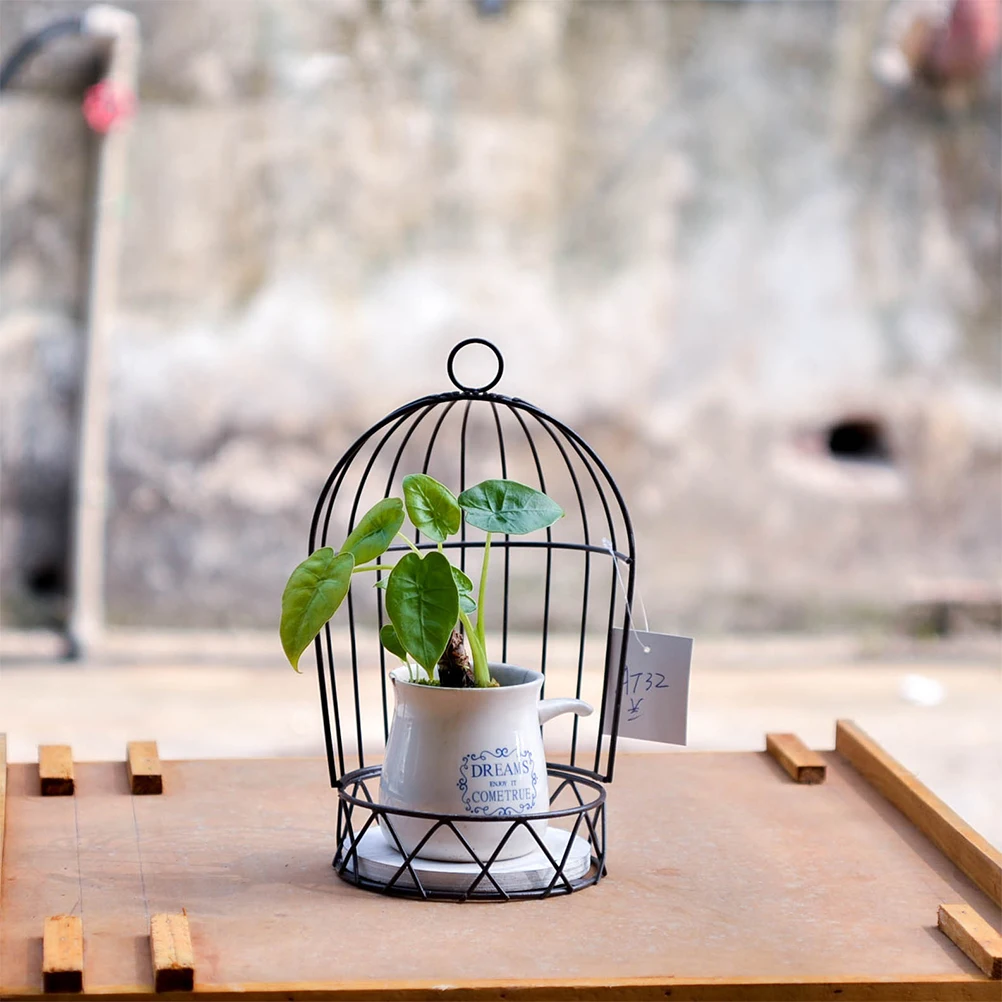 

Simulated Flower Decorative Frame Iron Wire Hanging Birdcage Stands Metal Holder WallMounted Plant Pot Large European Style Home