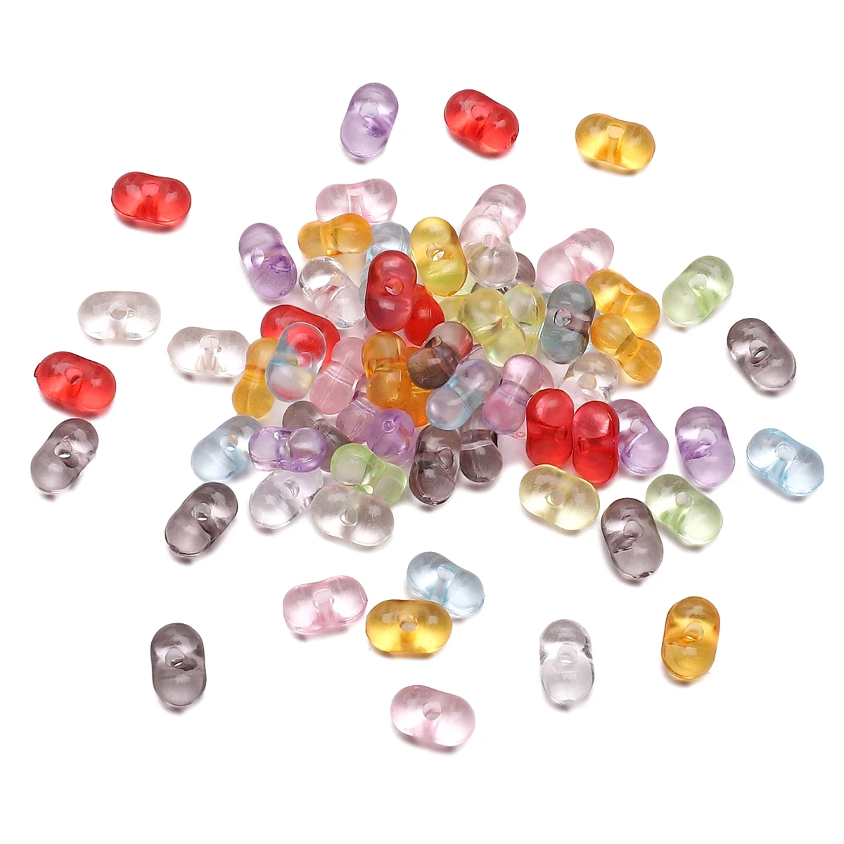 6x4mmAbout100Pcs Acrylic Transparent Peanut Beads Unique Loose Beads Handmade DIY Making Bracelets, Earrings, Jewelry Crafts Mat