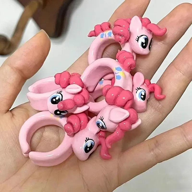 My Little Pony Drop Glazed Open Ring Girl Kawaii Versatile Applejack Fluttershy Cartoon Ring Birthday Gift Cute Girly Heart