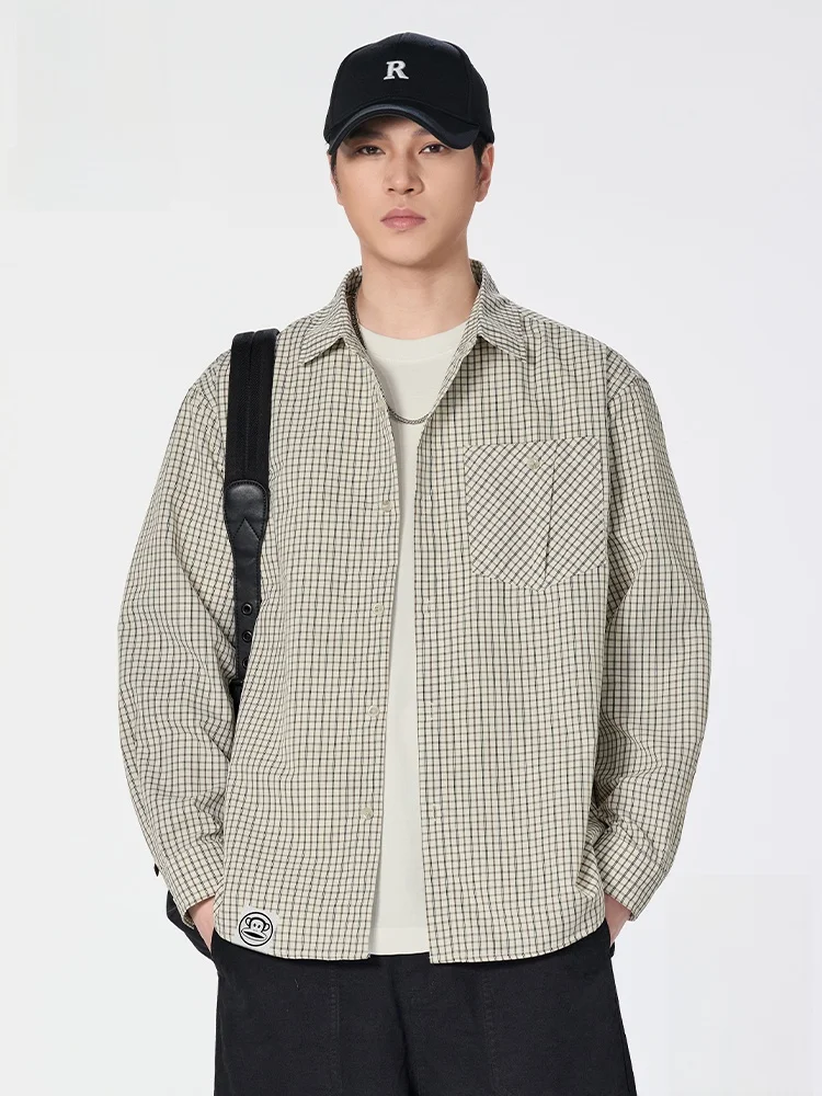 

PaulFrank Large-Mouth Monkey Plaid Long-Sve Loose Fit Collared irt for Men Trendy Vintage Sle Spring Collection