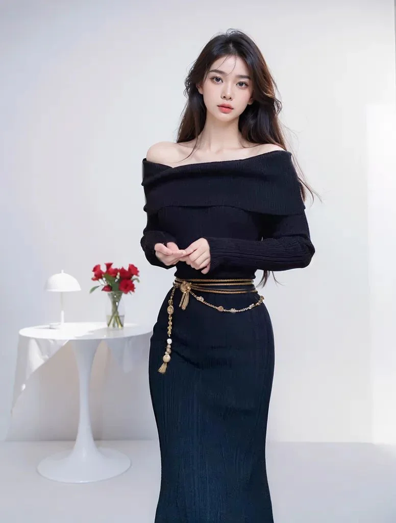 

Кашемировые свитера-пуловеры длиной до колена для женщин, базовые вязаные, свободного кроя, для свиданий, для девочек-подростков, с ажурными аппликациями, изогнутые края