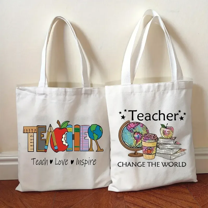 

Funny Teacher Handbag Women Cartoon Aesthetics Teacher Design Graphic Shopping Bags Teacher's Gift for Daily Commute, Travel