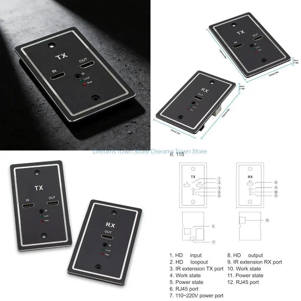 

HX6A Durability ABS HDTV Extender Wall Mount Design Stable 1080P Transmission IR Remote Feature
