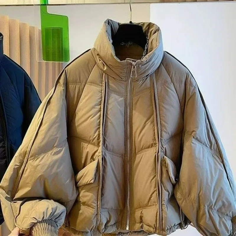 Niche de mode ample décontracté col montant vers le bas vêtements en coton femmes automne et hiver nouveaux vêtements rembourrés de coton veste marée