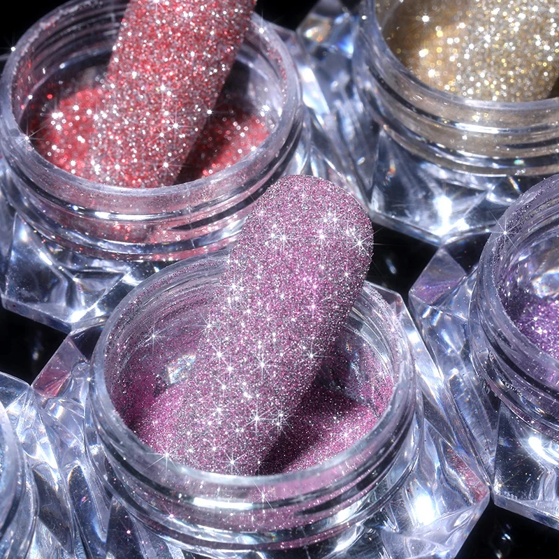 Polvo de uñas de diamante triturado reflectante, purpurina de cristal brillante holográfica, Polvo de pigmento cromado de manicura DIY de Navidad, 1g por caja