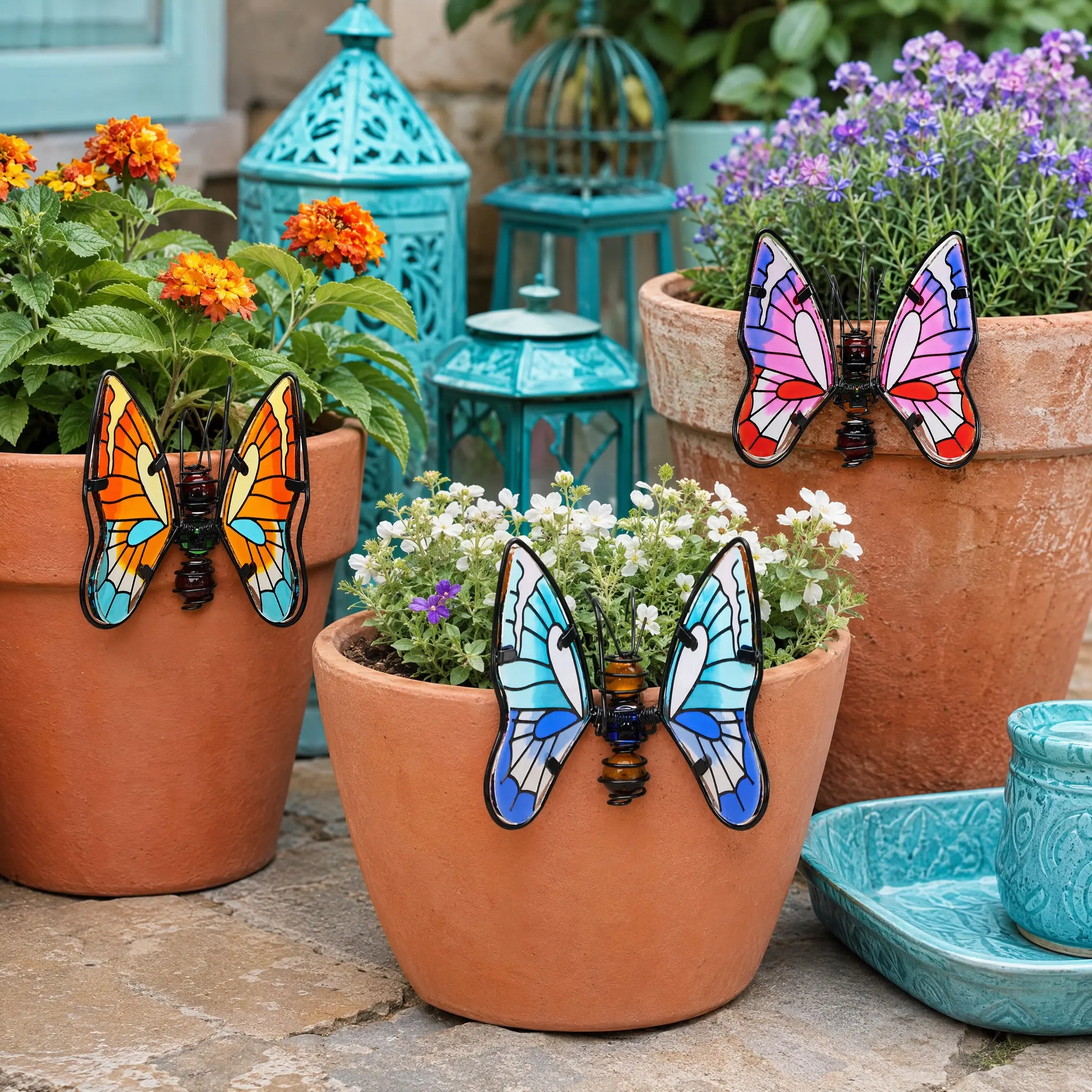 Butterfly Plant Hanger Set – 3pcs Iron Flower Pot Hangers for Balcony, Garden & Outdoor Decor