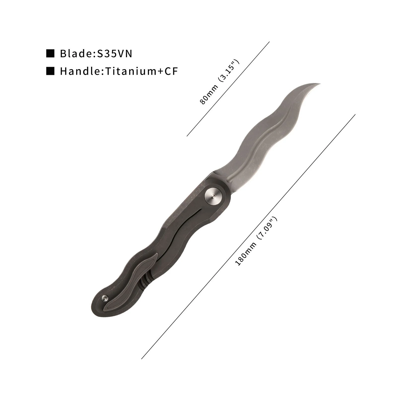 CMBMADEKNIVES Kawanonagare Titanium Handle S35VN Steel Blade Pocket Folding Tactical Survival Camping Outdoors Knife EDC CMB-13