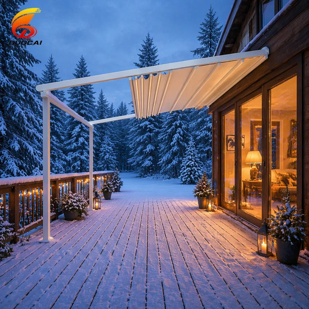 Retractable Eco-Friendly PVC Fabric Aluminum Alloy Powder Coated Frame Waterproof Electric Folding Canopy Screen DC TENT