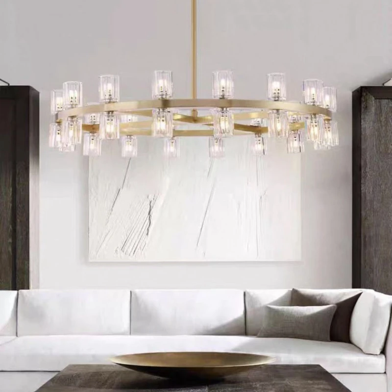 Modern LED restaurant Island Linear ceiling gold chandelier for hotel round chandelier