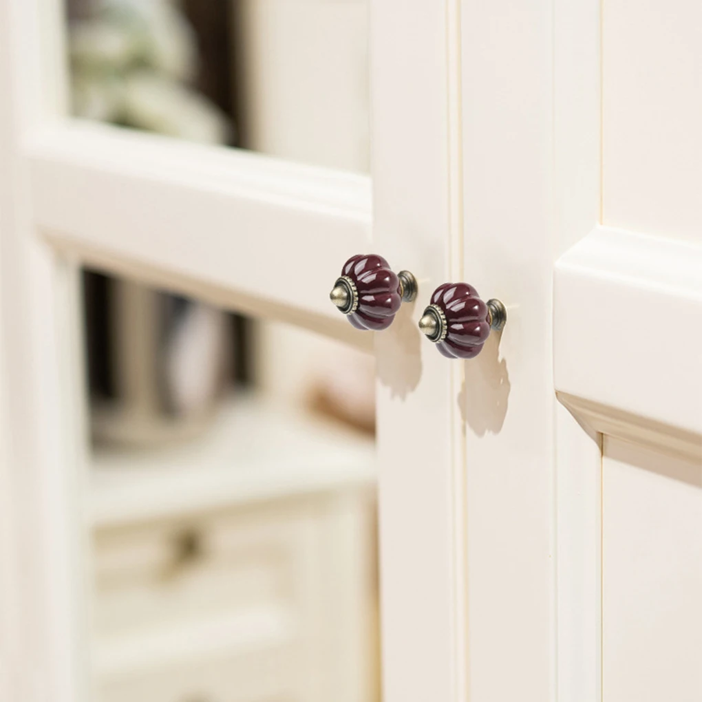 Pumpkin Ceramic Handles 40mm Drawer Knobs Single Hole Closet Door Handles Cabinet Handles with Screws Furniture Handles