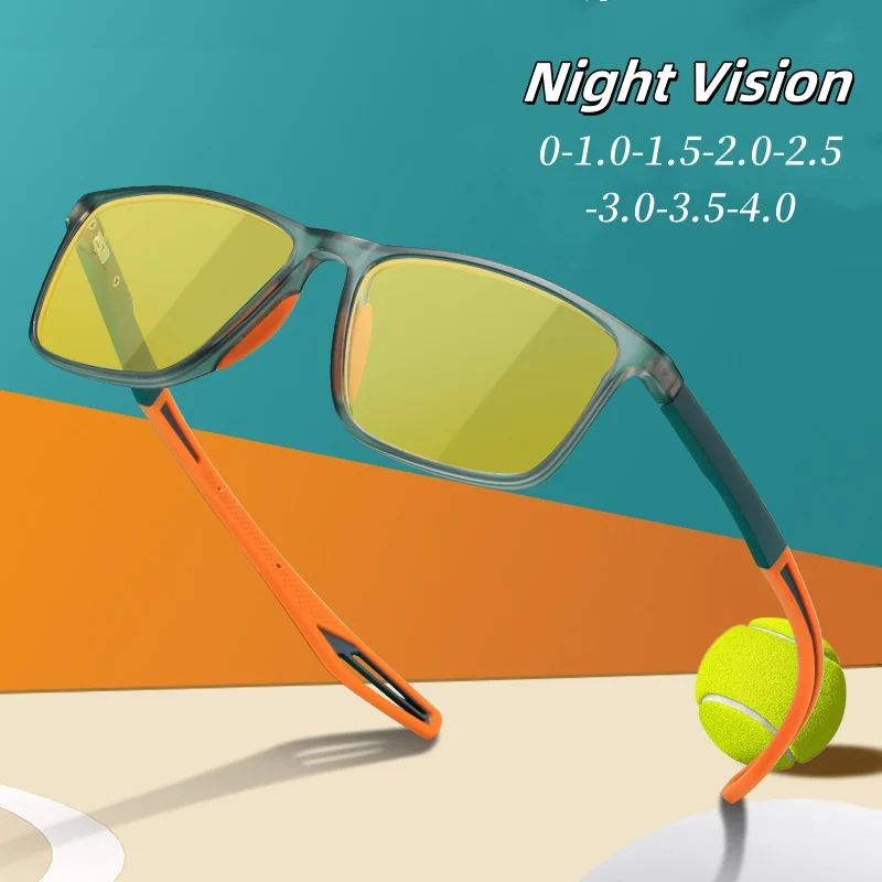 

New Brand Design Anti Blue Light Yellow Myopia Glasses Men Women Driving Eyeglasses Night Vision Near Sight Sport Sunglasses