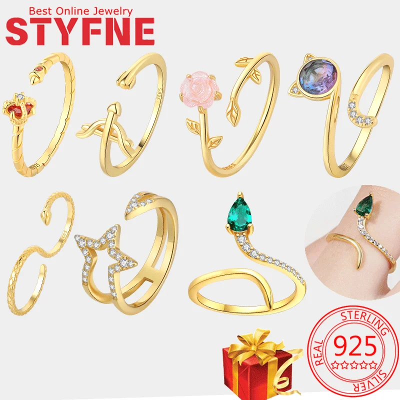 

Gold Plated Woman Rings S925 Sterling Silver Original Ring for Women Forever Love Thumb Ring Gift for Women Teen with Bag