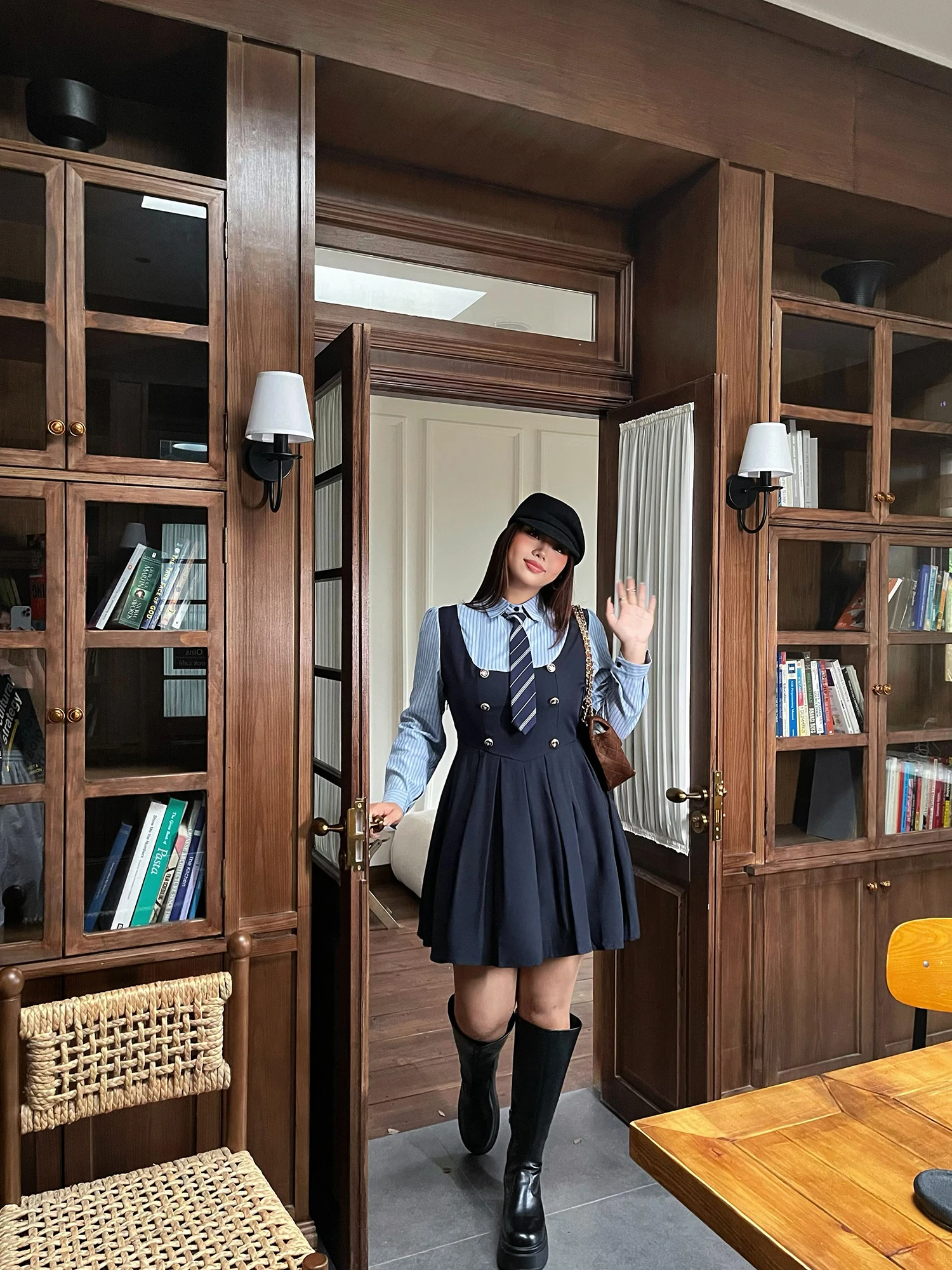 

Комплект из двух предметов для похудения для женщин больших размеров: осенне-зимний японский школьный костюм в стиле Pure Desire Fashion