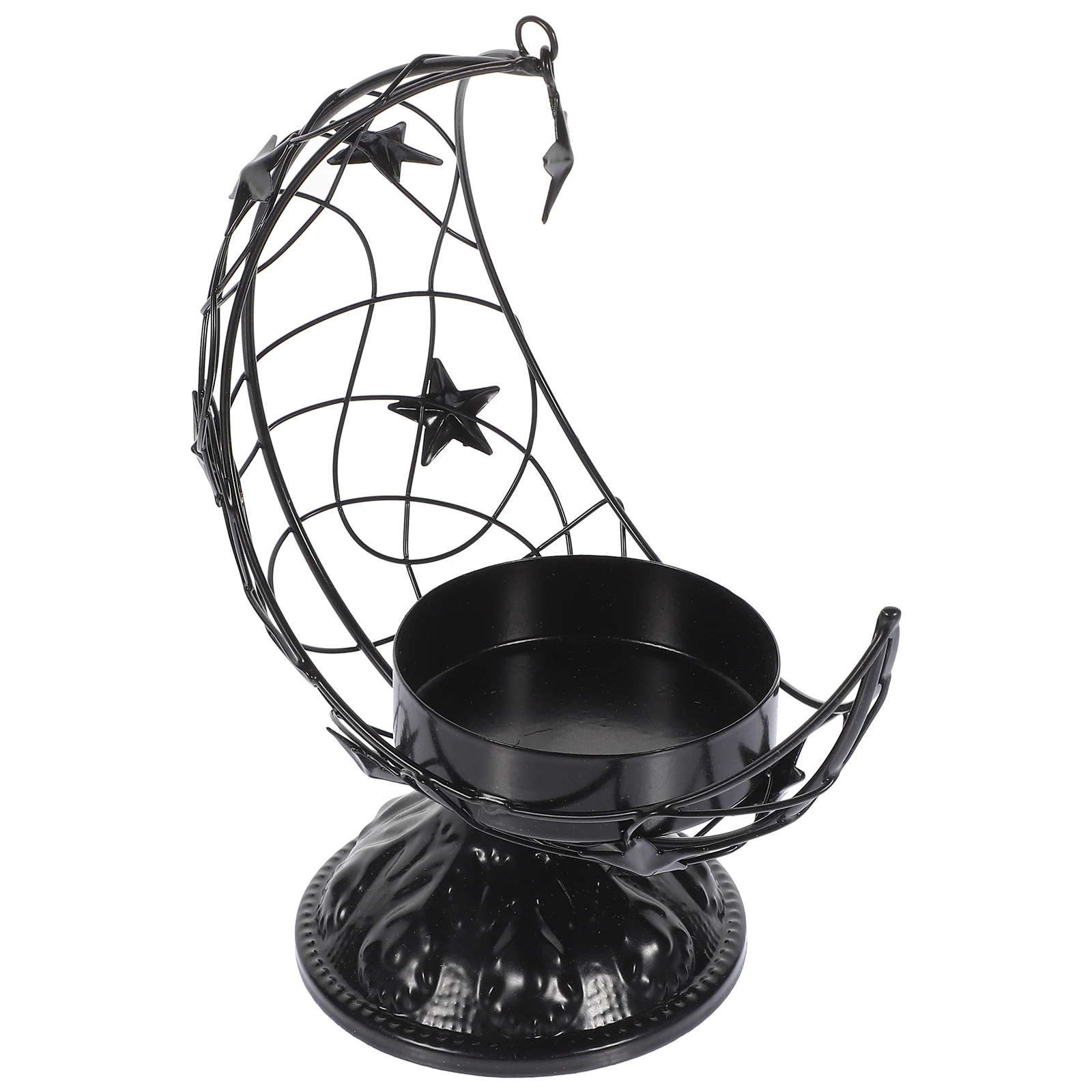 

Metal Moon Holder Sturdy Iron Hollow Out Design For Desktop Decor Tea Light Stand Vintage Ornament