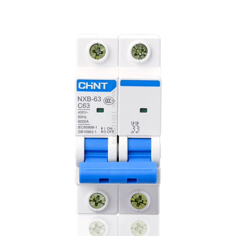 CHNT CHINT NXB-63 2P AC MCB C Curve 400V 10A 16A 20A 25A 32A 40A 63A Mini Circuit Breaker DZ47 Din Rail