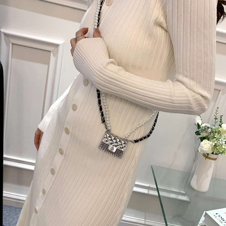 Mini Dinner Bags for Women Fashionable Metal Small Box Bag Designer Pearl Chain Shoulder Bag Clothing Accessories Crossbody Bag image 4