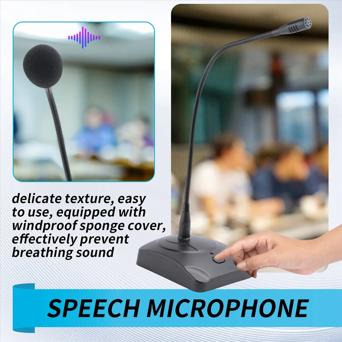 #65W Microphone caro cable,Wired Conference Microphone, Office Meeting Recording Microphone (Black)