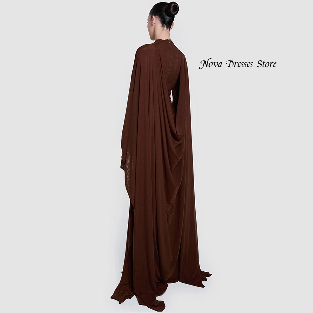 High Quality Chiffon Evening Dresses  O-Neck Long Sleeves Shawl Customized Homecoming Dresses Pleats Special Occasion Gowns image 2