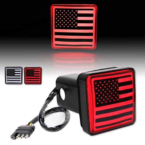 Luz de freno LED Enganche de remolque Luz de freno Lámpara de vehículo Bandera de EE. UU.-luz trasera de freno con receptor de 2"" para camión de remolque RV y SUV