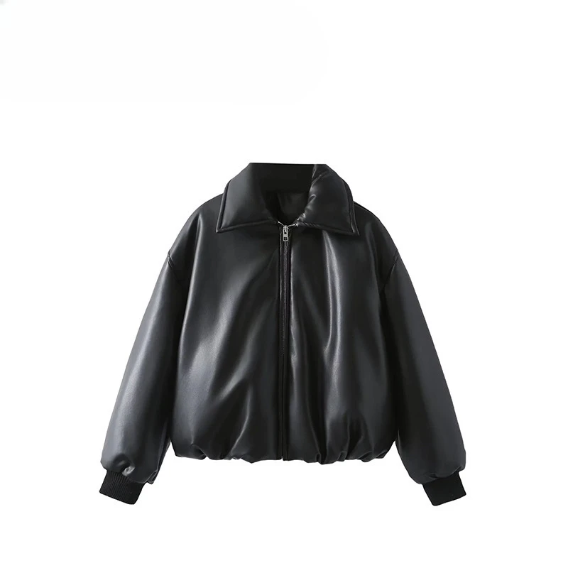 

Autumn New Women's Design Fashion Internet Celebrity Style Protein Leather Thickened Leather Cotton Jacket